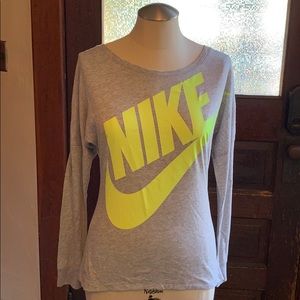 Nike long sleeve tee with neon yellow logo